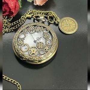 Brand New Steampunk gears quartz pocket watch